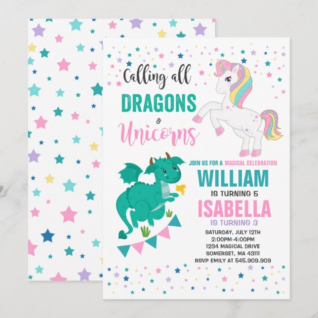 Anuário dos Unicórnios e Dragões - Convite Magnéti (Frente/Verso)