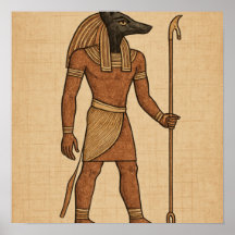 Anubis Ancient Papyrus Egípcio Poster