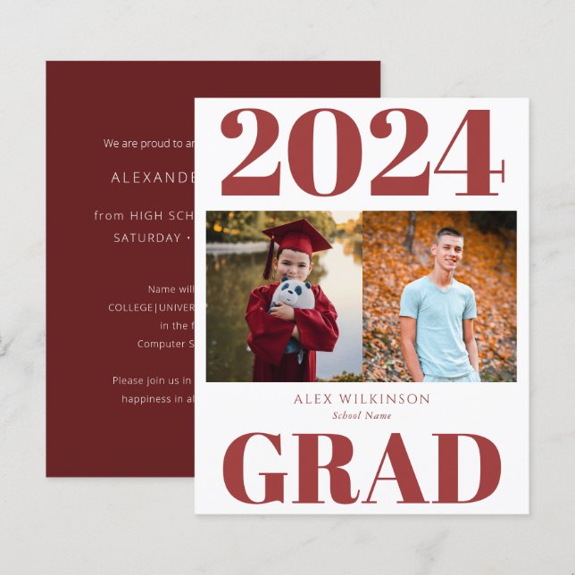 Anunciamento de 2023 BUDGET Red Modern 2 FotoForma (Frente/Verso)