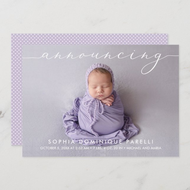 Anunciando Anúncios de Nascimento de Foto de Bebê (Frente/Verso)
