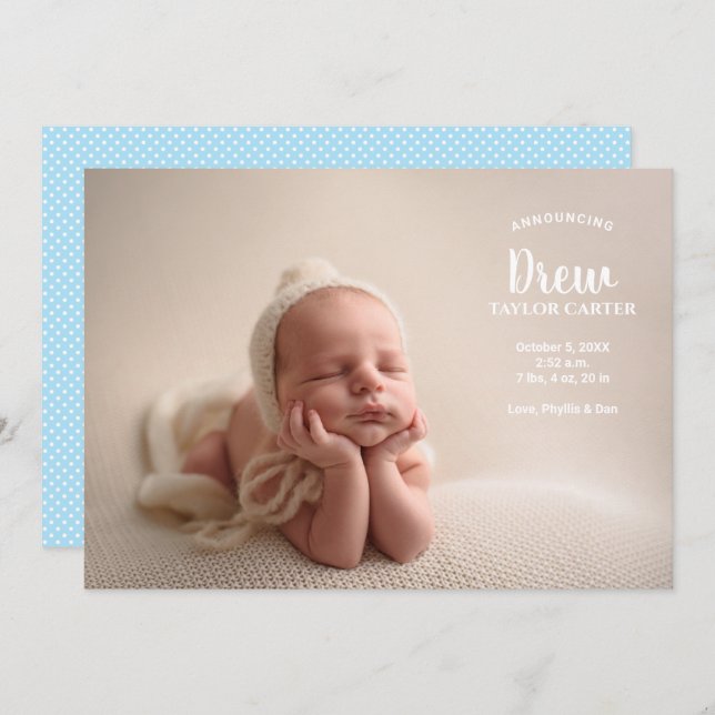 Anunciando Nosso Anúncio De Nascimento Da Foto Do  (Frente/Verso)