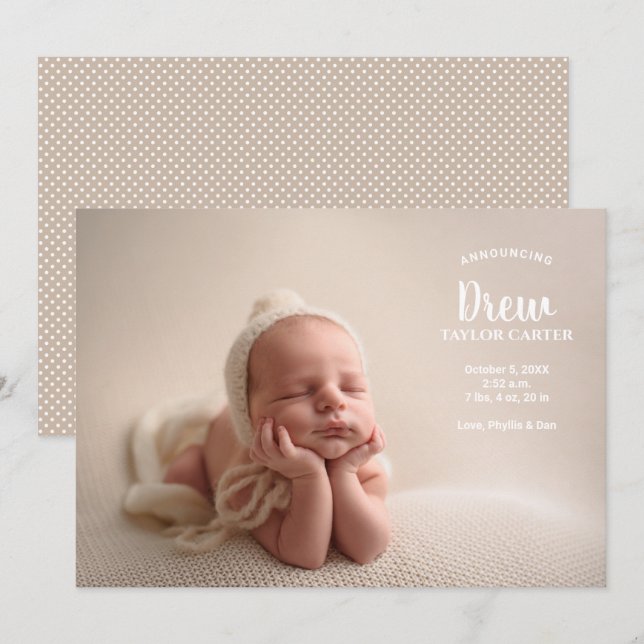 Anunciando Nosso Anúncio De Nascimento Da Foto Do  (Frente/Verso)