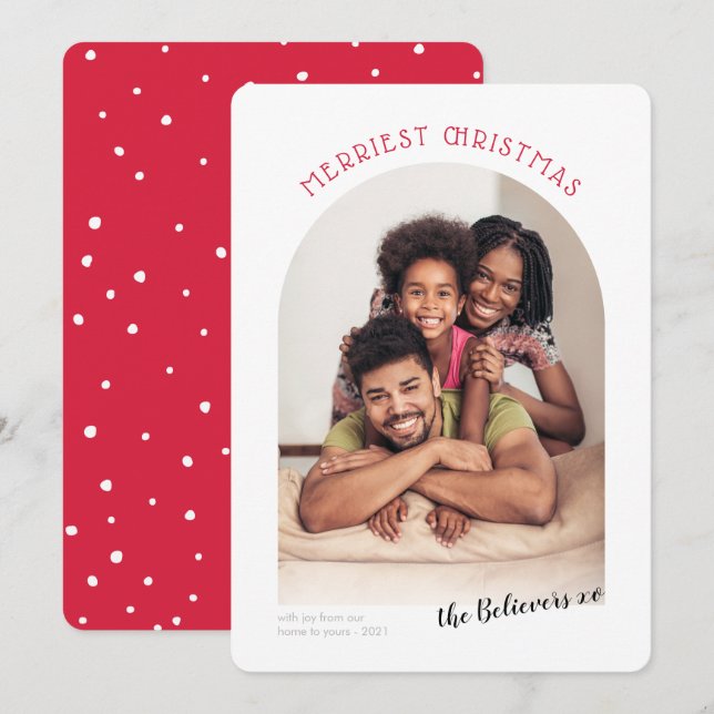 Anúncio 2023 FAMÍLIA FOTO MELHOR Arco de Natal Vermelho (Frente/Verso)