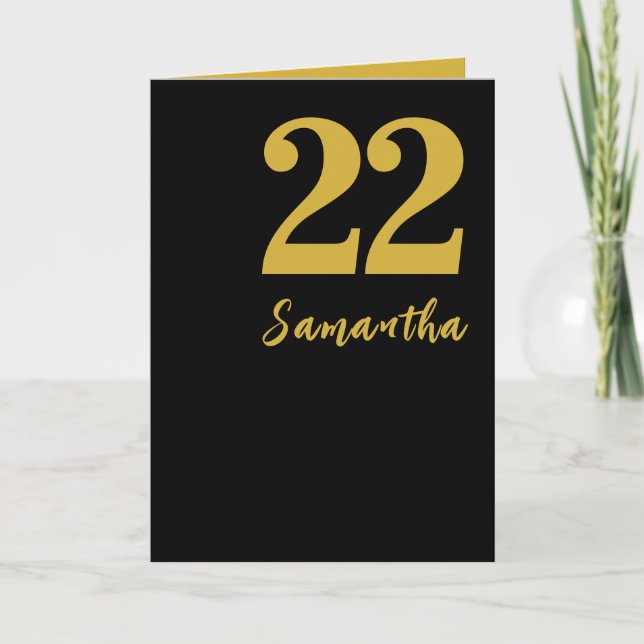 Anúncio 22ª placa de aniversário, Na moda preto e Dourado (Frente)