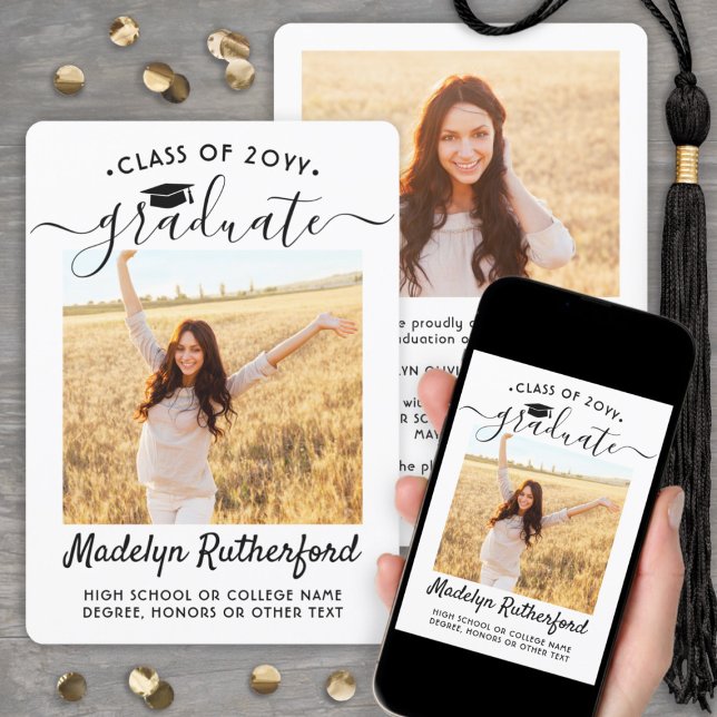 Anúncio 2 Graduação em preto e branco simples ano de class (Criador carregado)