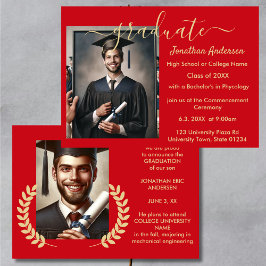 Anúncio 2 Script de Colagem de Graduação de Foto Vermelho