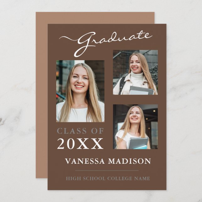 Anúncio 3 Foto: Modern Script Earth Graduation (Frente/Verso)