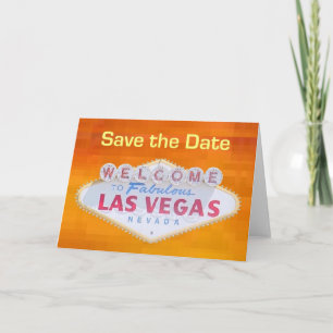 Anúncio 3D Orange Retro Save Date Las Vegas Card