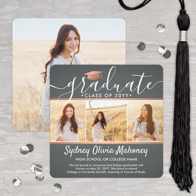 Anúncio 4 Cinzas de Colagem de Graduação de Fotos e Cobre  (Criador carregado)