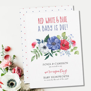Anúncio 4 de julho Red White Blue Baby Devido Floral Gravi