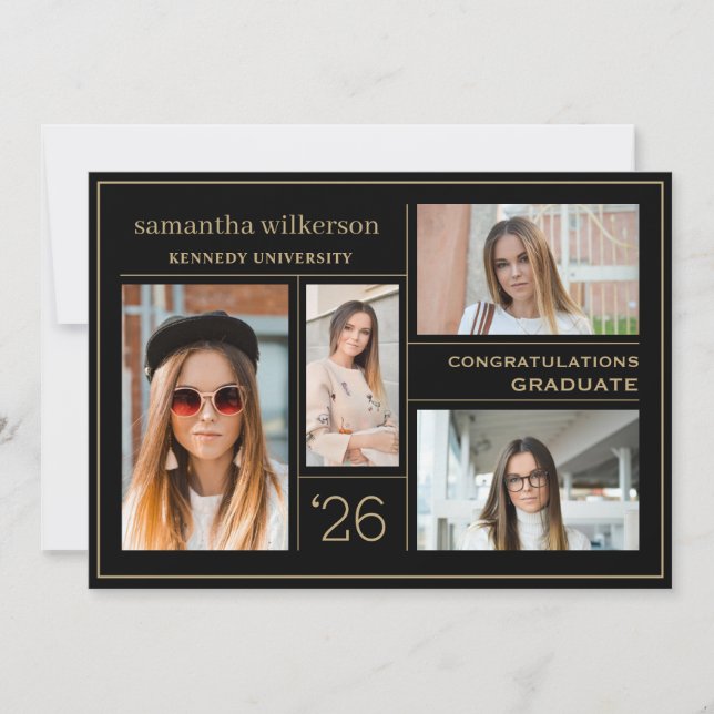 Anúncio 4 Formando de Gráficos Dourados e Pretos de Colage (Frente)