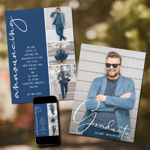 Anúncio 4 Marinho de Colagem de Graduação de Fotos Azul