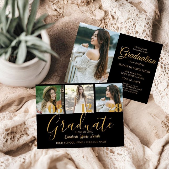 Anúncio 4 Script Dourado Simples de Colagem de Graduação d (Criador carregado)