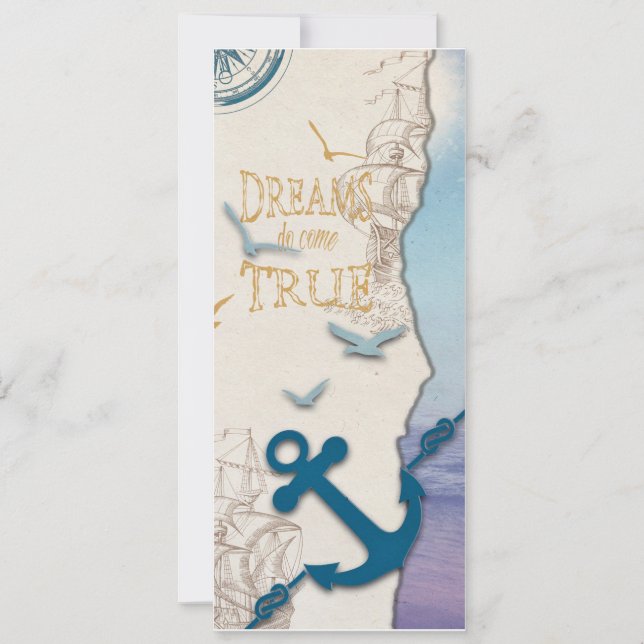 Anúncio 4x9,25 Dreams Do Make True Card para viajantes (Frente)
