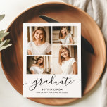 Anúncio 5 Script Elegante Moderno de Colagem de Formatação<br><div class="desc">Comemore seu dia especial de formatura com nosso moderno e elegante Cartão de Anúncio de Script de Colagem de Graduação em 5 Fotos. Este design impressionante apresenta um anúncio personalizado de graduação com 5 colagens de fotos e um roteiro de caligrafia moderno, perfeito para mostrar suas memórias de graduação. Seja...</div>