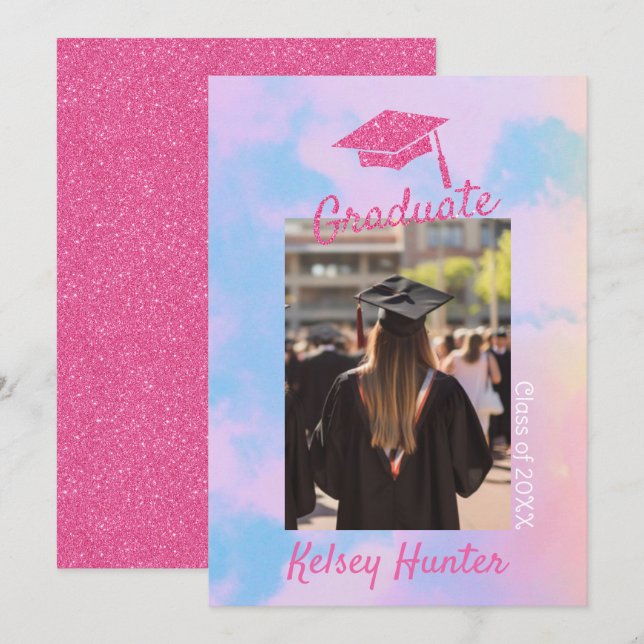 Anúncio A Era Da Graduação De Nuvens De Pastel Tem Uma Lit (Frente/Verso)