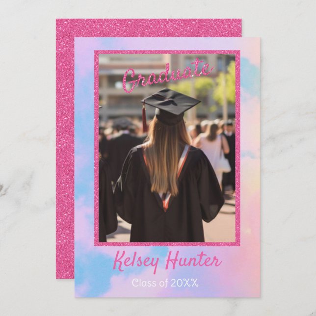 Anúncio A Era Da Graduação De Nuvens De Pastel Tem Uma Lit (Frente/Verso)