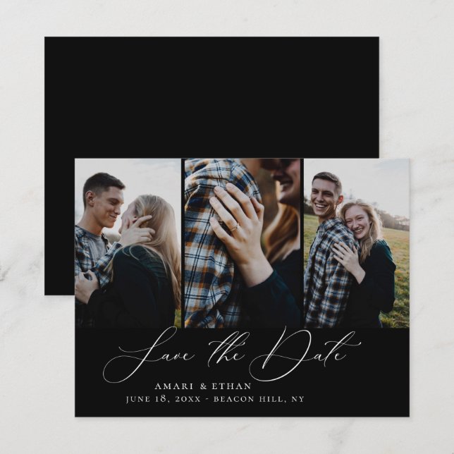 Anúncio A multifoto da caligrafia moderna do Boho salva a  (Frente/Verso)