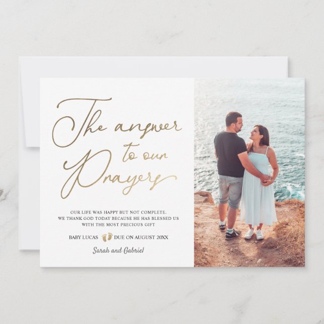 Anúncio A Resposta À Nossa Oração De Gravidez (Frente)