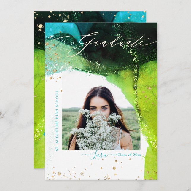 Anúncio Abstrato de Graduação PixDezines com Tinta Álcool  (Frente/Verso)