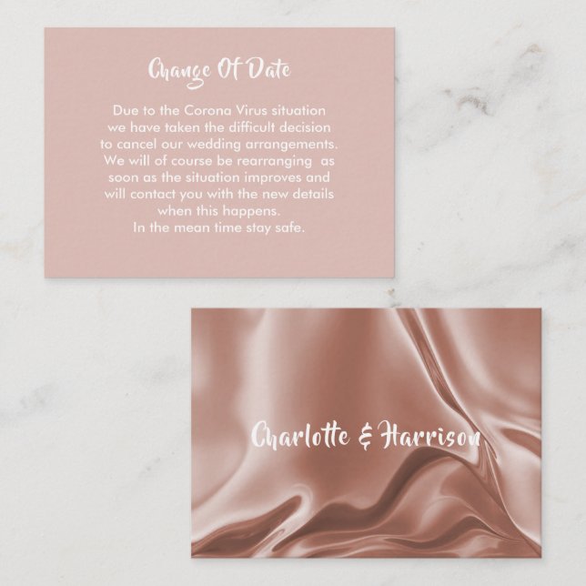 Anúncio Adiado de Alteração de Data de Casamento (Frente/Verso)