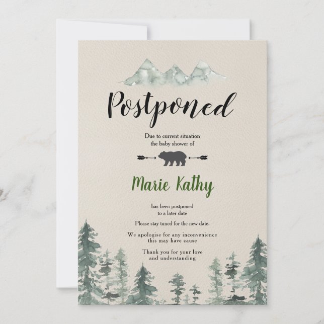 Anúncio adiado do chá de fraldas verde da floresta (Frente)