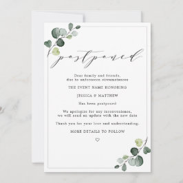 Anúncio Adiamento da Mudança de Planos Casamento Eucalyptu