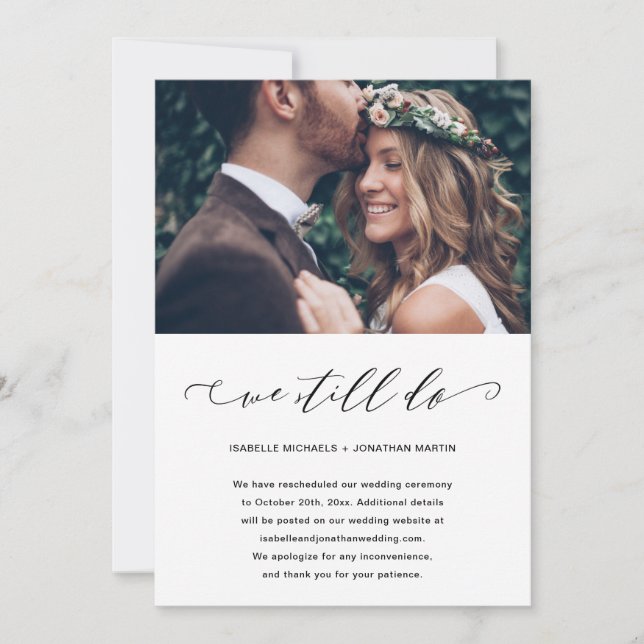 Anúncio Adiamento de Casamento Ainda Nos Casamos Foto (Frente)