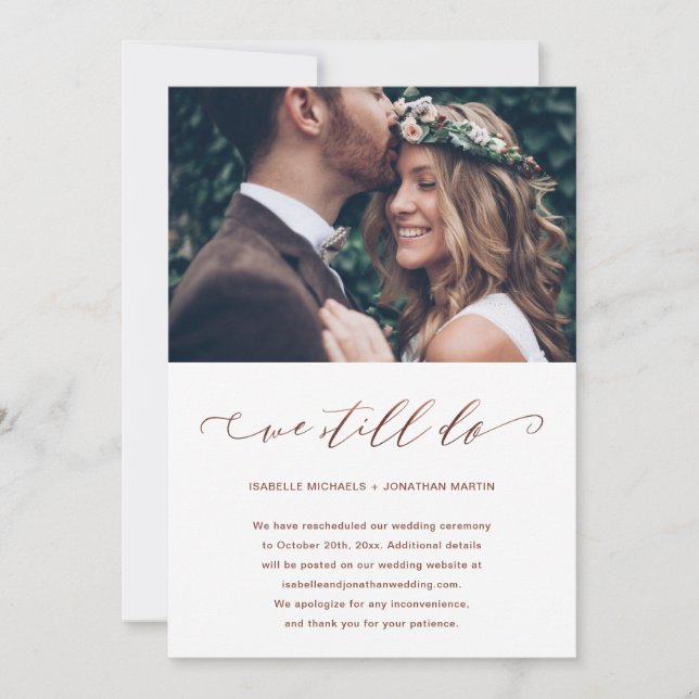 Anúncio Adiamento de Casamento Ainda Nos Casamos Foto (Frente)