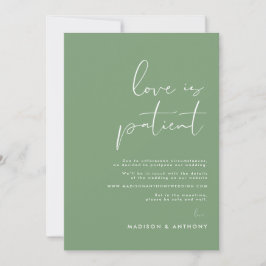 Anúncio Adiamento de Casamento de Foto Minimalista Verde S