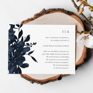 Anúncio Adiamento de casamento floral índigo escuro
