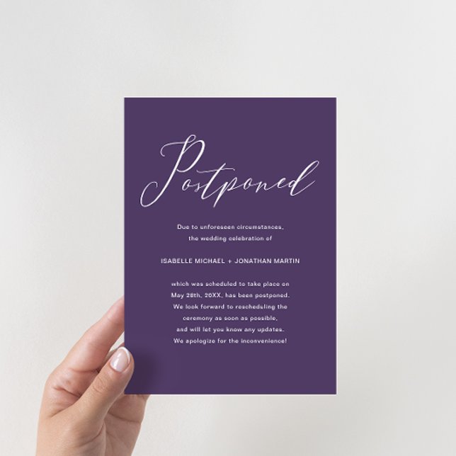 Anúncio Adiamento de Casamento Roxo Chic (Criador carregado)