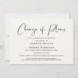 Anúncio Adiamento do Casamento Mudança de Planos Creme