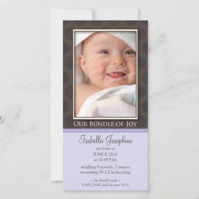 Anúncio Adorável Pacote de Joy Birth Anúncio: Lilac (Frente)