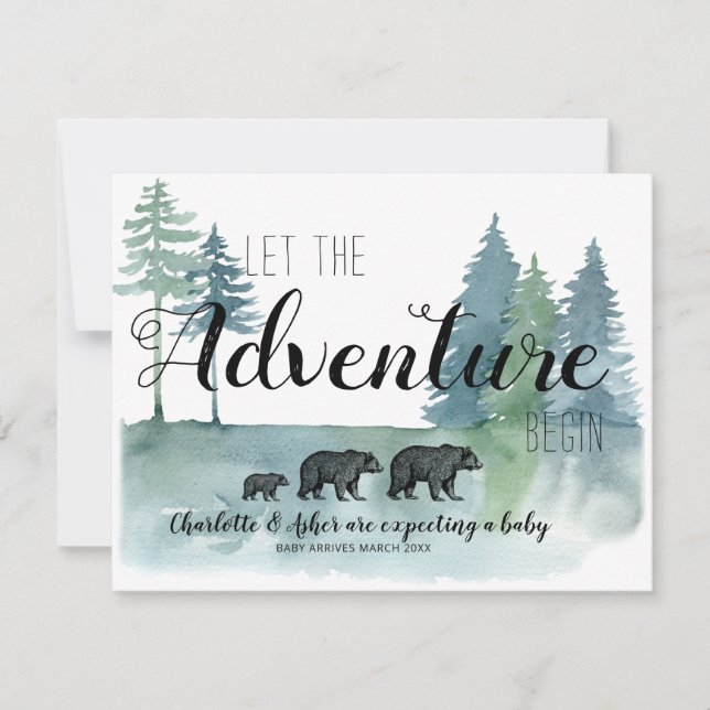 Anúncio Adventure Rustic Watercolor Bears Gravidez (Frente)
