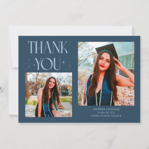 Anúncio Agradecimento de Graduado Azul Marinho 2-Fotos