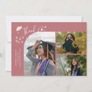 Anúncio Agradecimento Manuscrito Rosa com Múltiplas Fotos