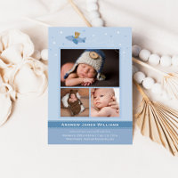 Airplane Teddy Baby Menino Azul e Slate Foto Nasci