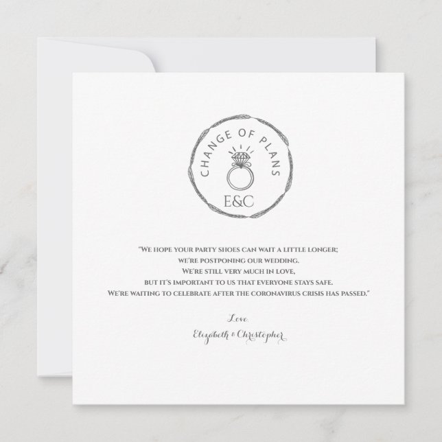 Anúncio Alteração De Planos Adiados A Monograma Moderno (Frente)