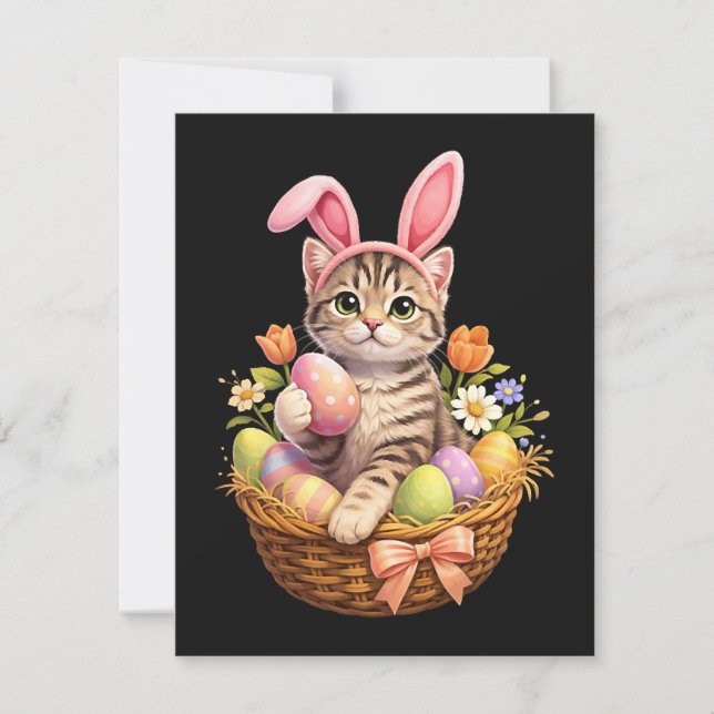 Anúncio Amantes de Gatinhos Fofos Feliz Páscoa Gato (Frente)