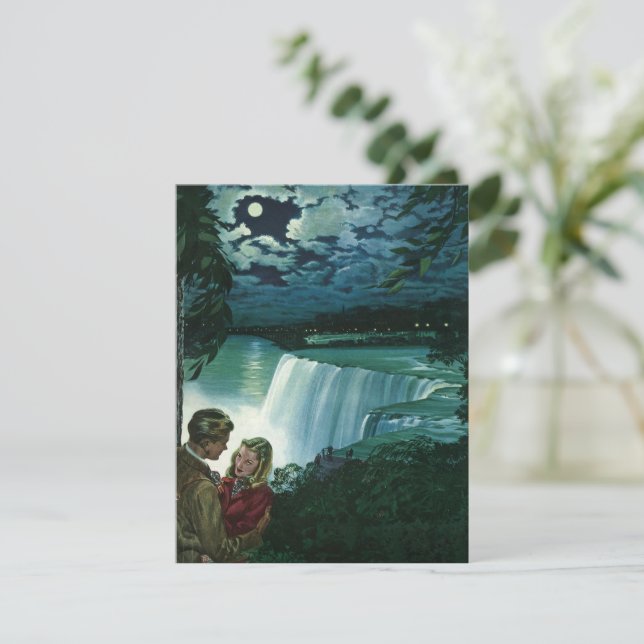 Anúncio Amor de Lua de Mel Antiga, Recém-Casados em Niagar (Em pé/Frente)