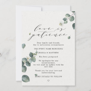 Anúncio Amor é Paciência Adiada Casamento Eucalyptus