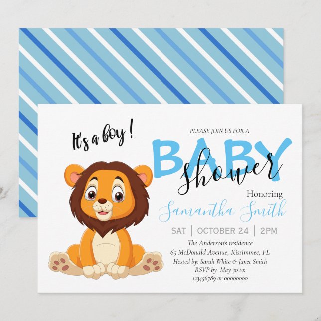 Anúncio animais do zoológico da selva chá de fraldas (Frente/Verso)