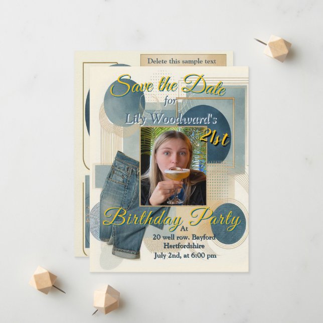 Anúncio aniversário de 21 anos Almond floresce creme azul (Frente/Verso In Situ)