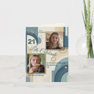 Anúncio aniversário de 21 anos Almond floresce creme azul