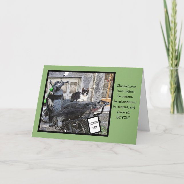 ANÚNCIO ANIVERSÁRIO/GATO BIKER/PERSONALIZÁVEL (Frente)
