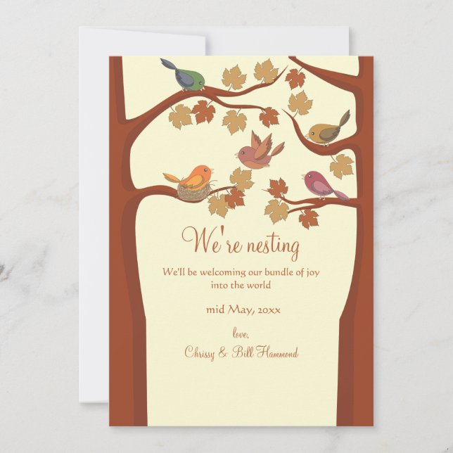 Anúncio Anunciamento de Gravidez de Pássaros Nidificantes (Frente)