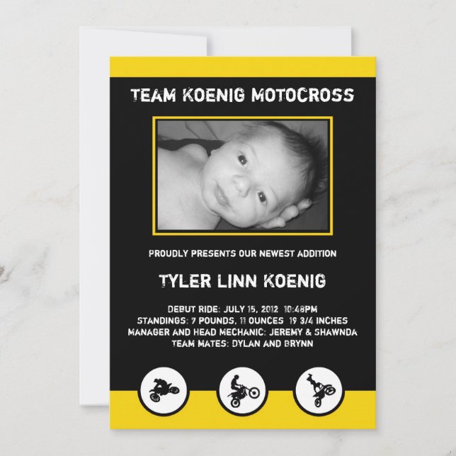 Anúncio Anunciamento de Nascimento da Camada Motocross Dir (Frente)