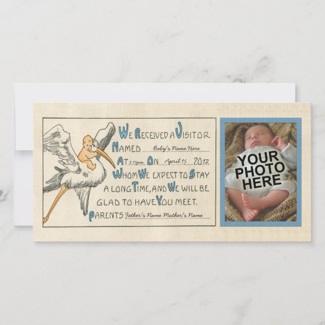 Anúncio Anunciamento de Nascimento e Pais de Stork Retro (Frente)