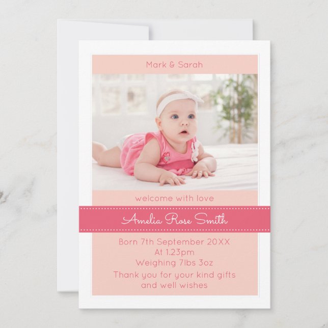 Anúncio Anúncio/cartões de agradecimentos de uma bebê (Frente)